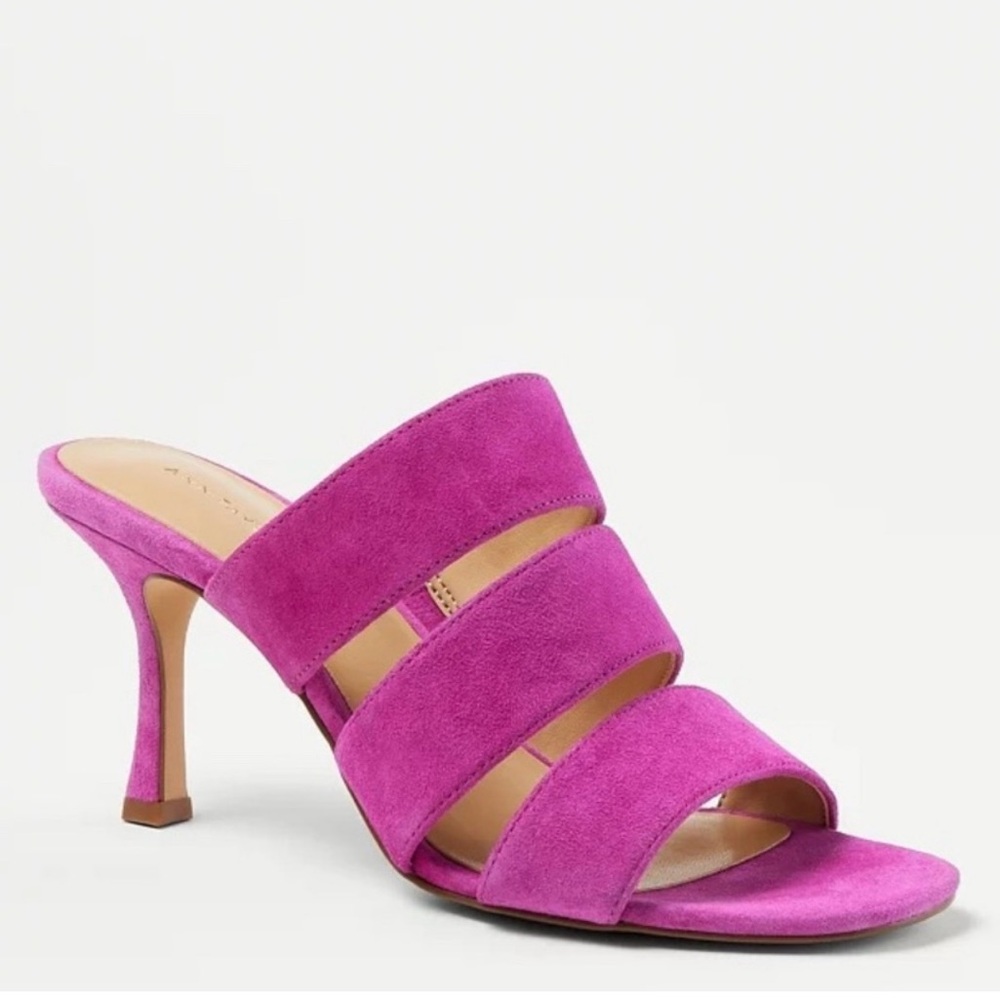 Ann Taylor Missy Strap Suede Heel Sandals, 7.5